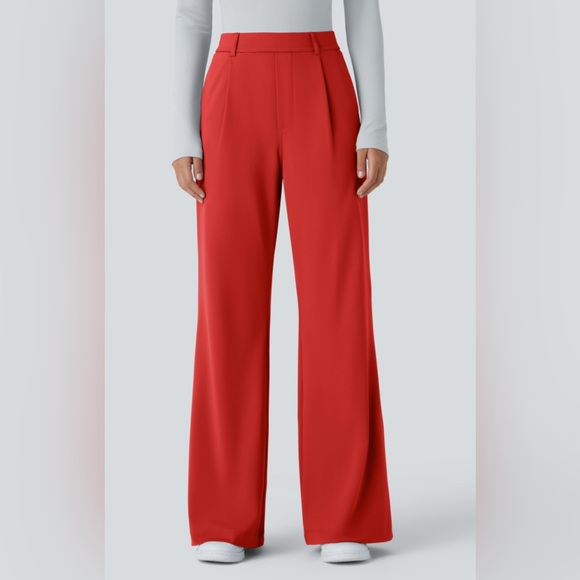 HALARA Pants - HALARA Red Wide Leg Pants with Elegant Drape NWOT
